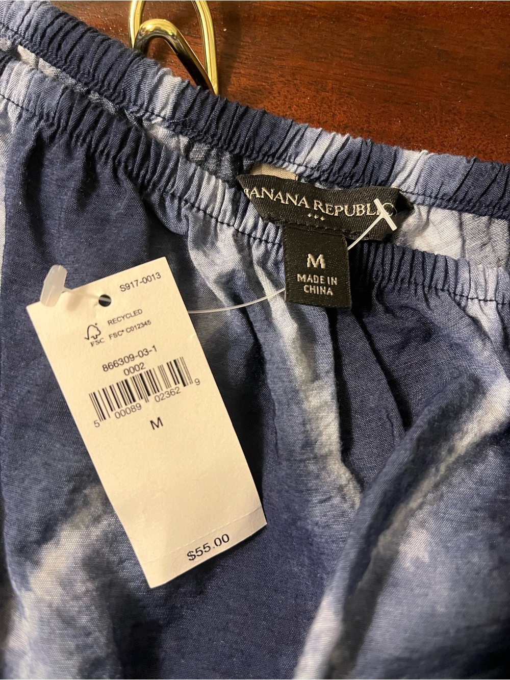 Banana Republic One-Shoulder Navy Tie-Dye Blouse - Picture 7 of 7